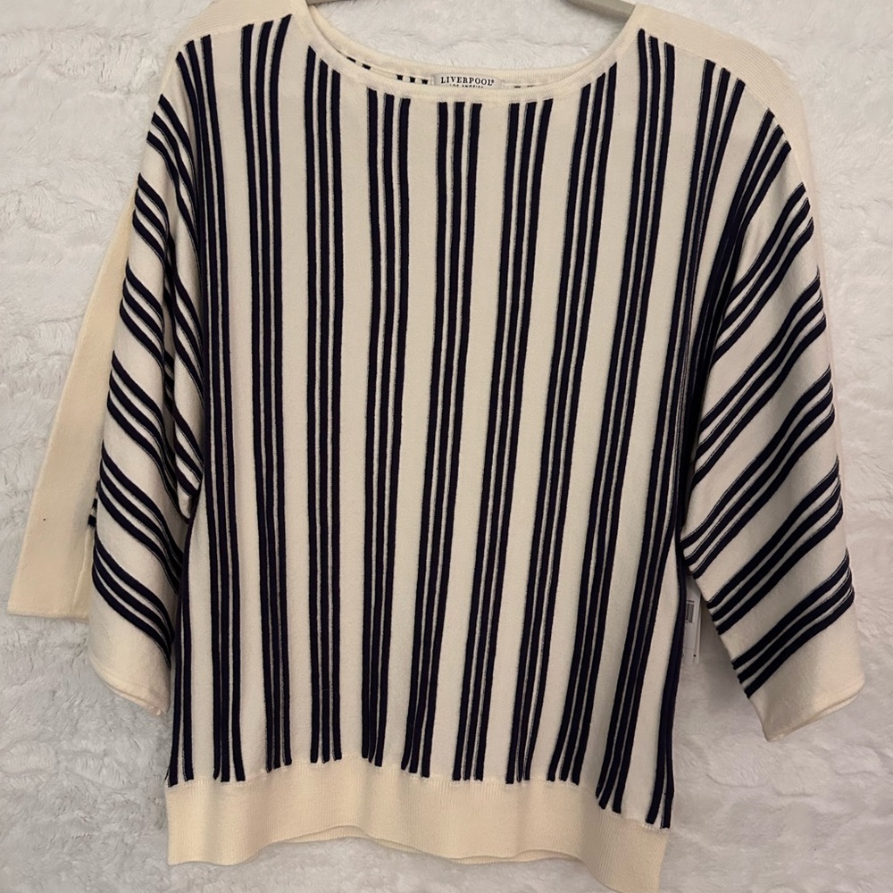 Liverpool Black and Cream Striped Sweater